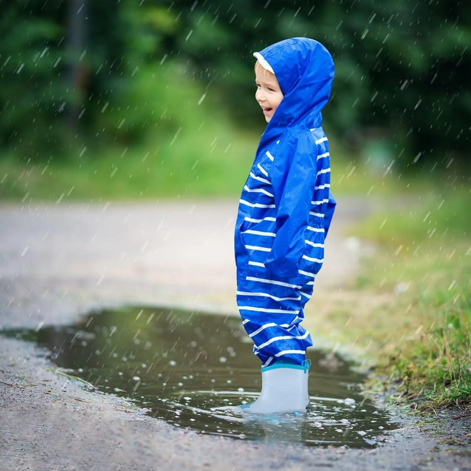 Toddler Kids Rain Boots Baby Rain Shoes Children Easy On Waterproof Boots for Boys and Girls