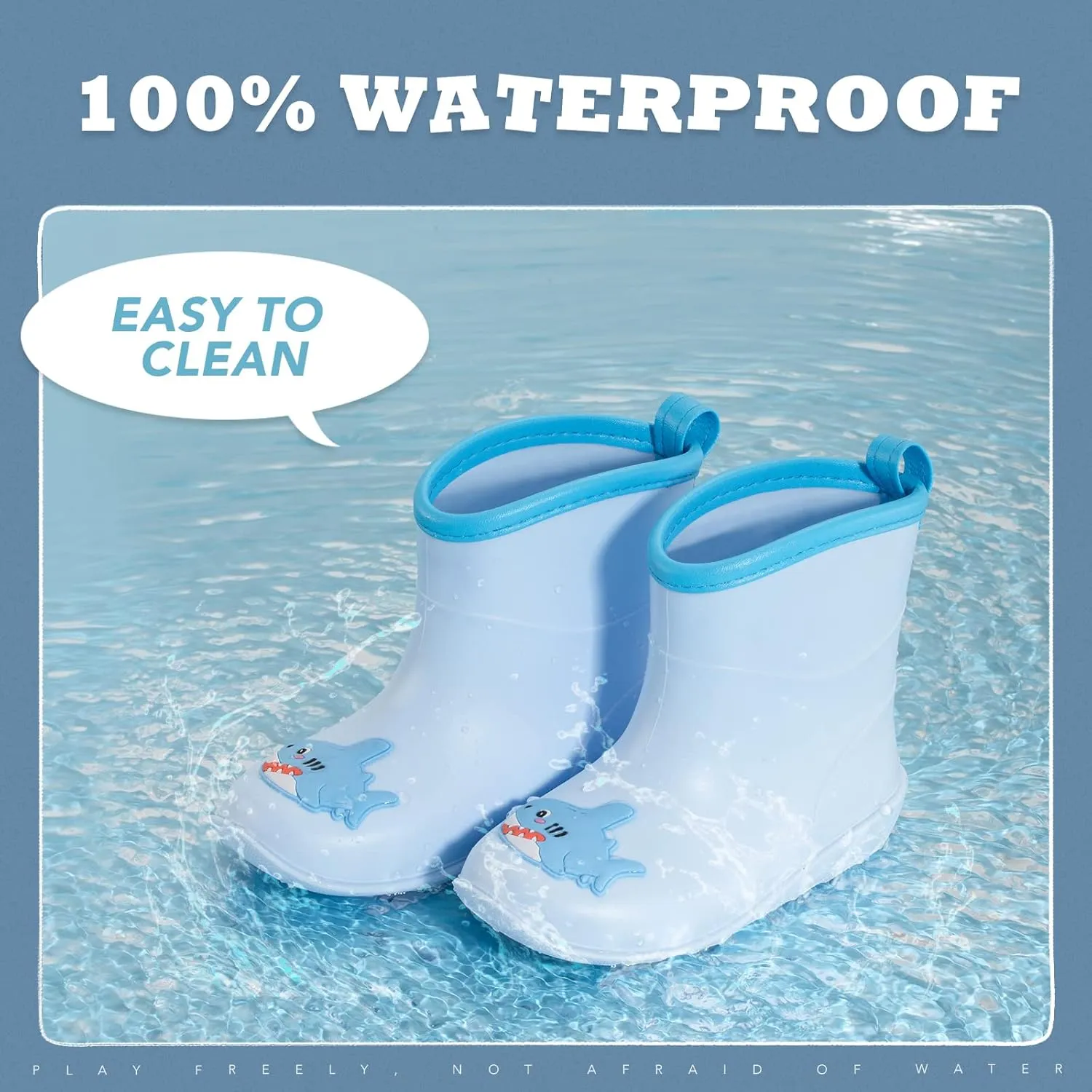 Toddler Kids Rain Boots Baby Rain Shoes Children Easy On Waterproof Boots for Boys and Girls