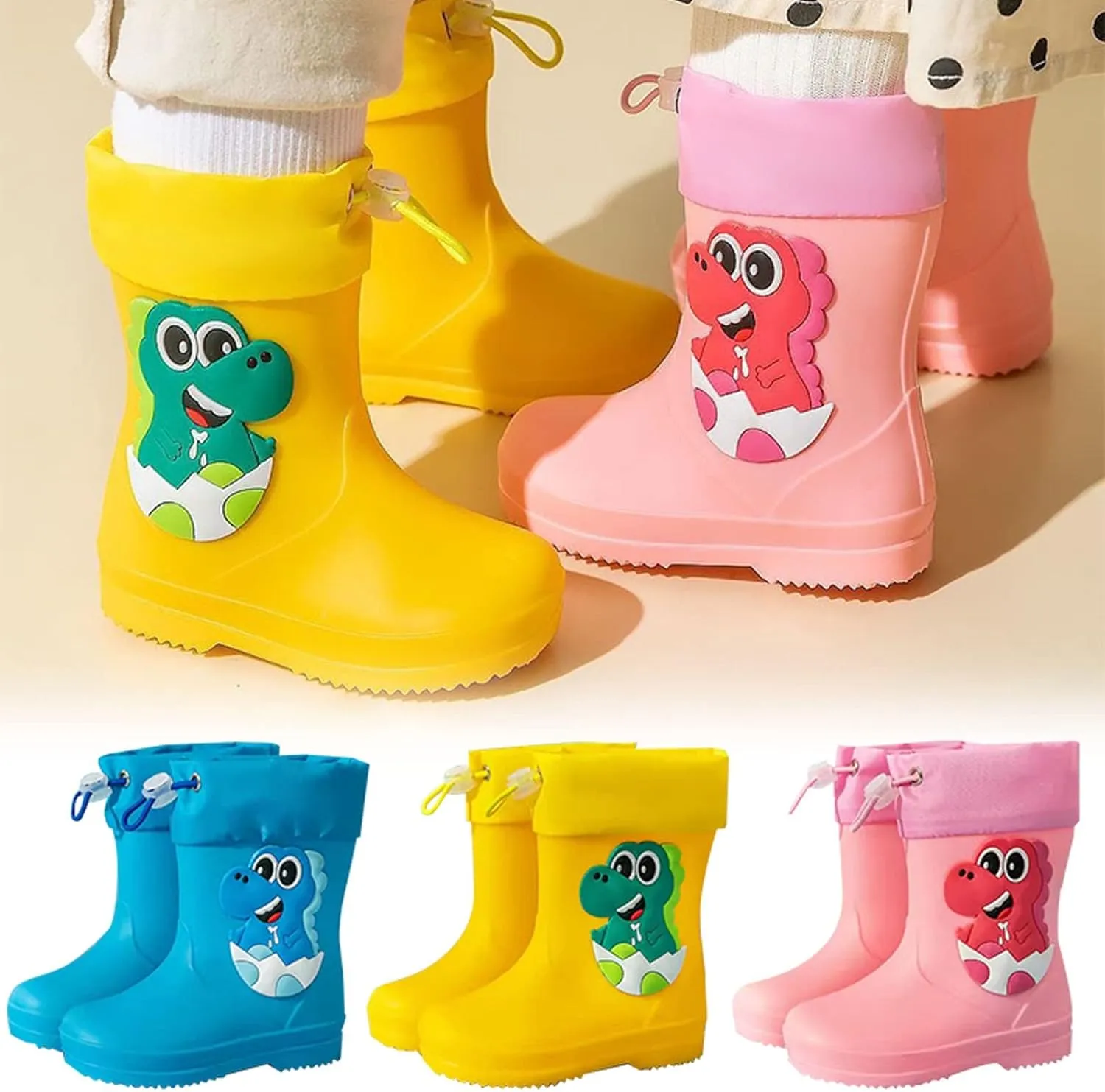 Toddler Rain Boots Baby Kids Easy-on Rain Shoes Children Waterproof Shoes for Boys Girls Toddler Rain Boots Size 7