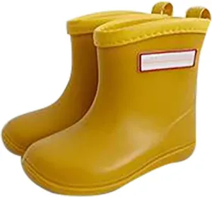 Toddler Rain Boots Baby Short Mud Rubber Boots for Kids Boys Girls Non-Slip Rubber Sole, Cotton Lining,Lightweight