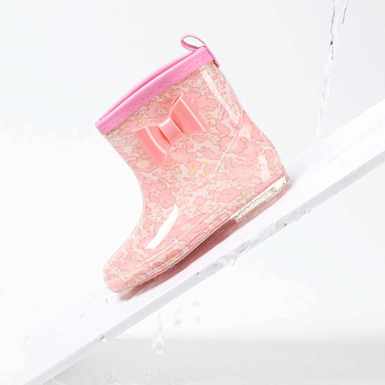 Toddler Rain Boots With Cute Bow Kids Waterproof Rubber Boots For Girls Boys Camouflage Rain Boots For Girls Short