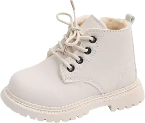 Toddler Winter Boots Little Boys Girls Fleece Lined Outdoor Snow Shoes Lace Up Side Zipper Ankle Boot Dress Shoes