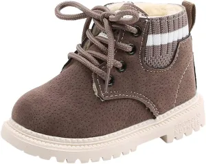 Toddler Winter Shoes Little Boys Girls Snow Boots Fleece Lined Lace Up Elastic Ankle Boots Baby Warm Walking Shoes