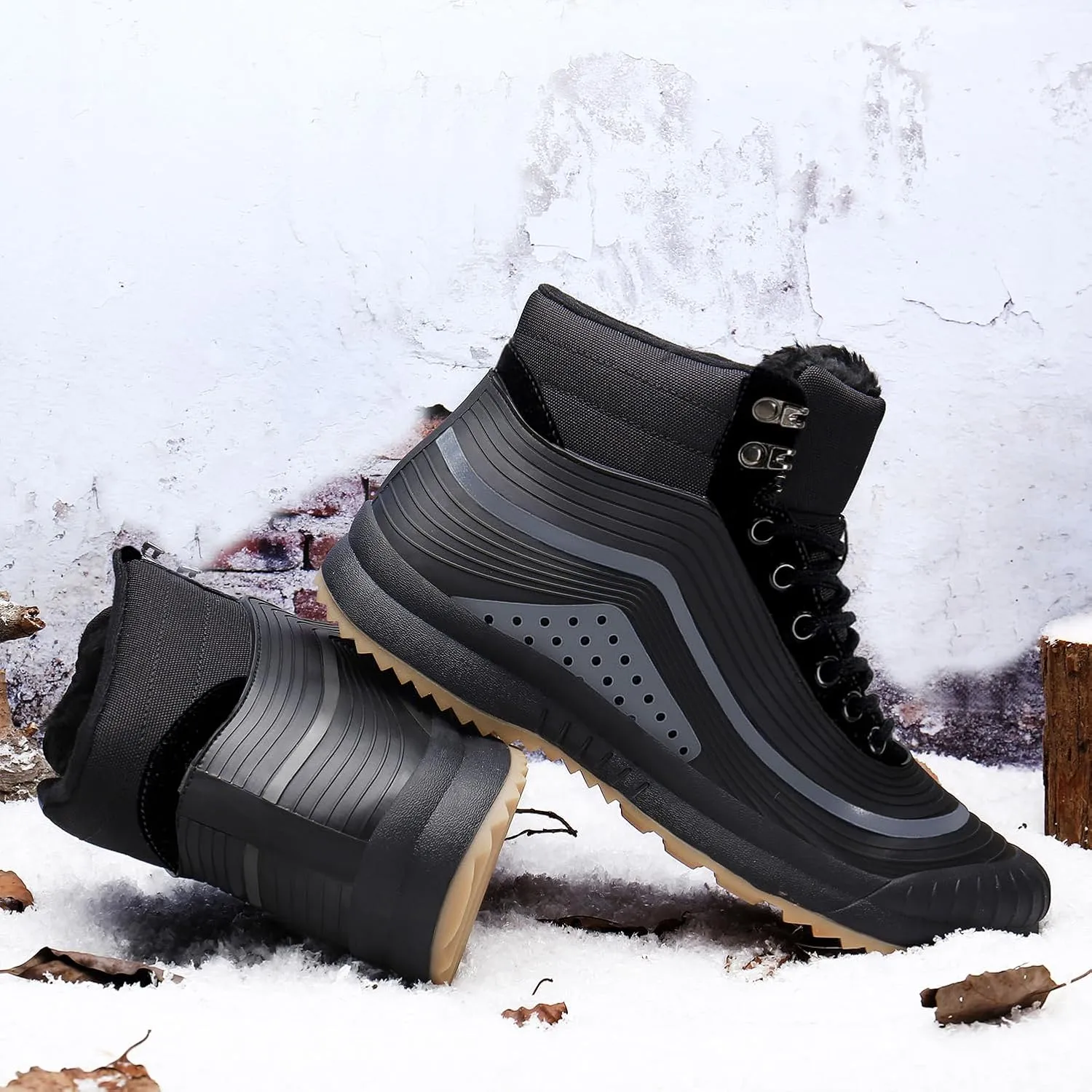 ulogu Snow Boots for Men WomenInsulated Waterproof Fur Lined BootiesNon Slip Lightweight Winter Shoes