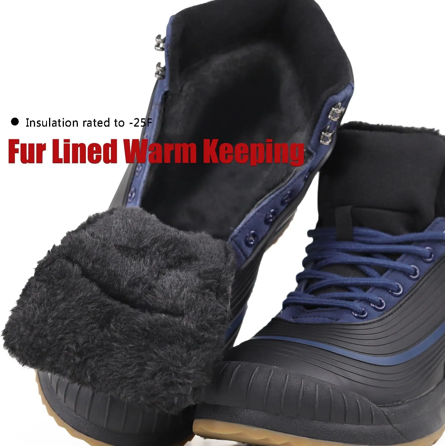 ulogu Snow Boots for Men WomenInsulated Waterproof Fur Lined BootiesNon Slip Lightweight Winter Shoes