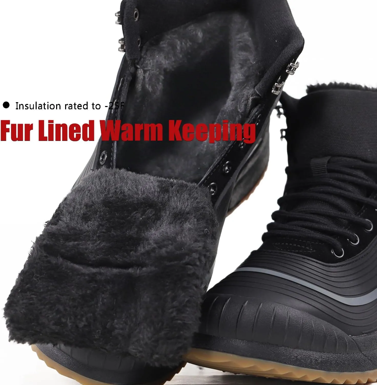 ulogu Snow Boots for Men WomenInsulated Waterproof Fur Lined BootiesNon Slip Lightweight Winter Shoes