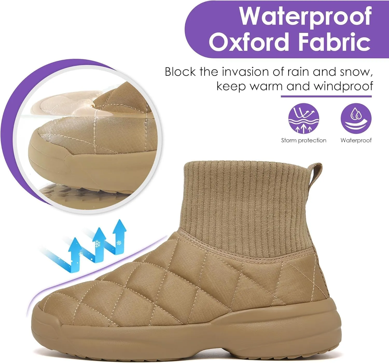ulogu Snow Boots for Men WomenInsulated Waterproof Fur Lined BootiesNon Slip Lightweight Winter Shoes