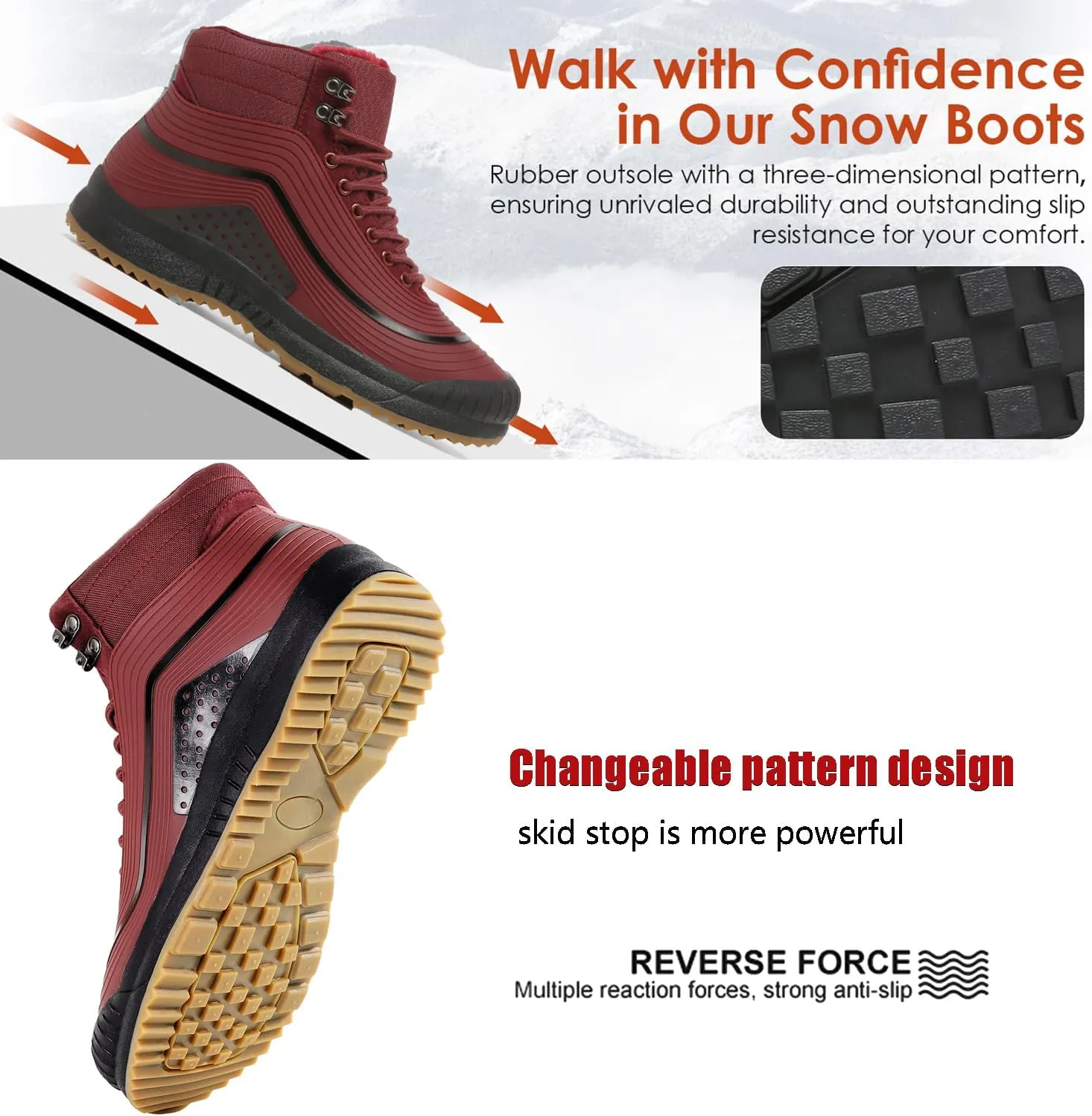 ulogu Snow Boots for Men WomenInsulated Waterproof Fur Lined BootiesNon Slip Lightweight Winter Shoes