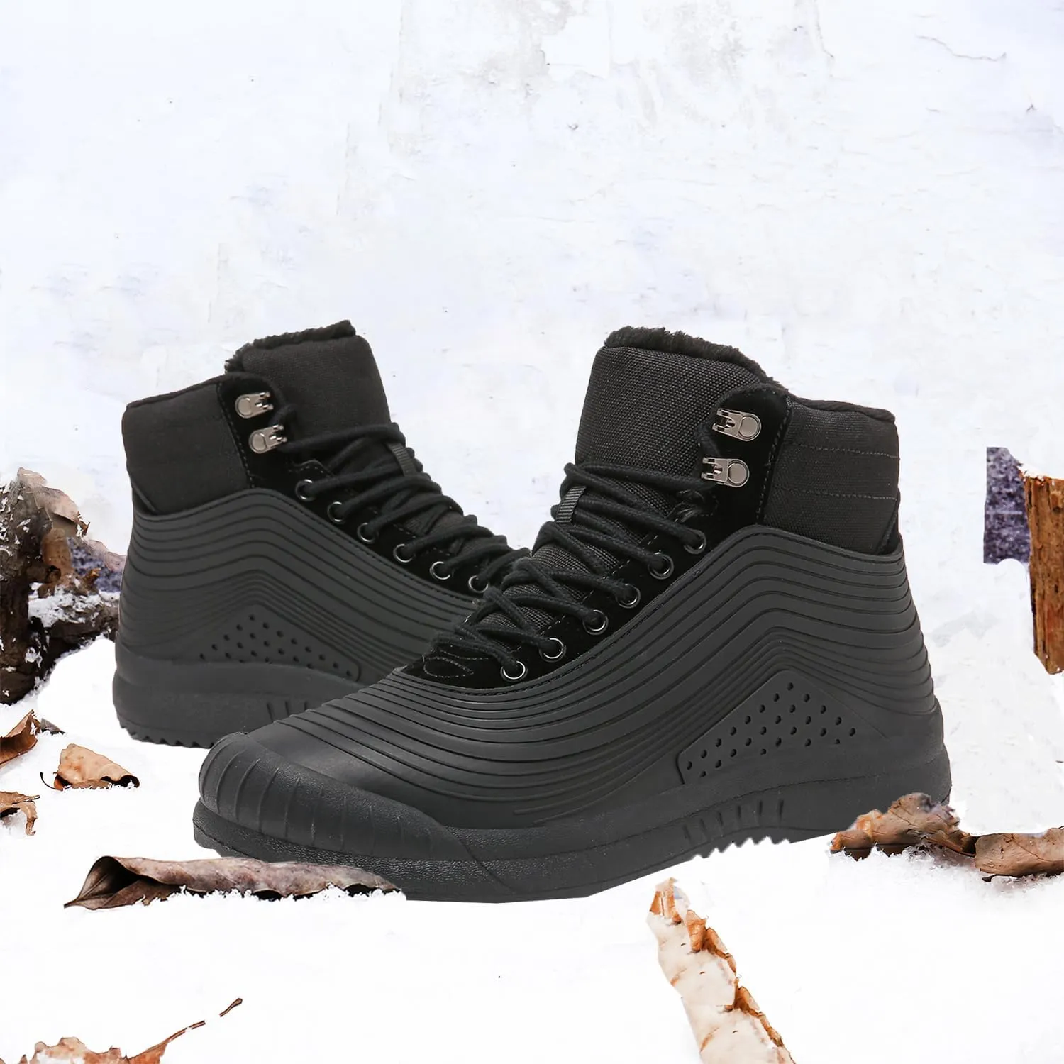 ulogu Snow Boots for Men WomenInsulated Waterproof Fur Lined BootiesNon Slip Lightweight Winter Shoes