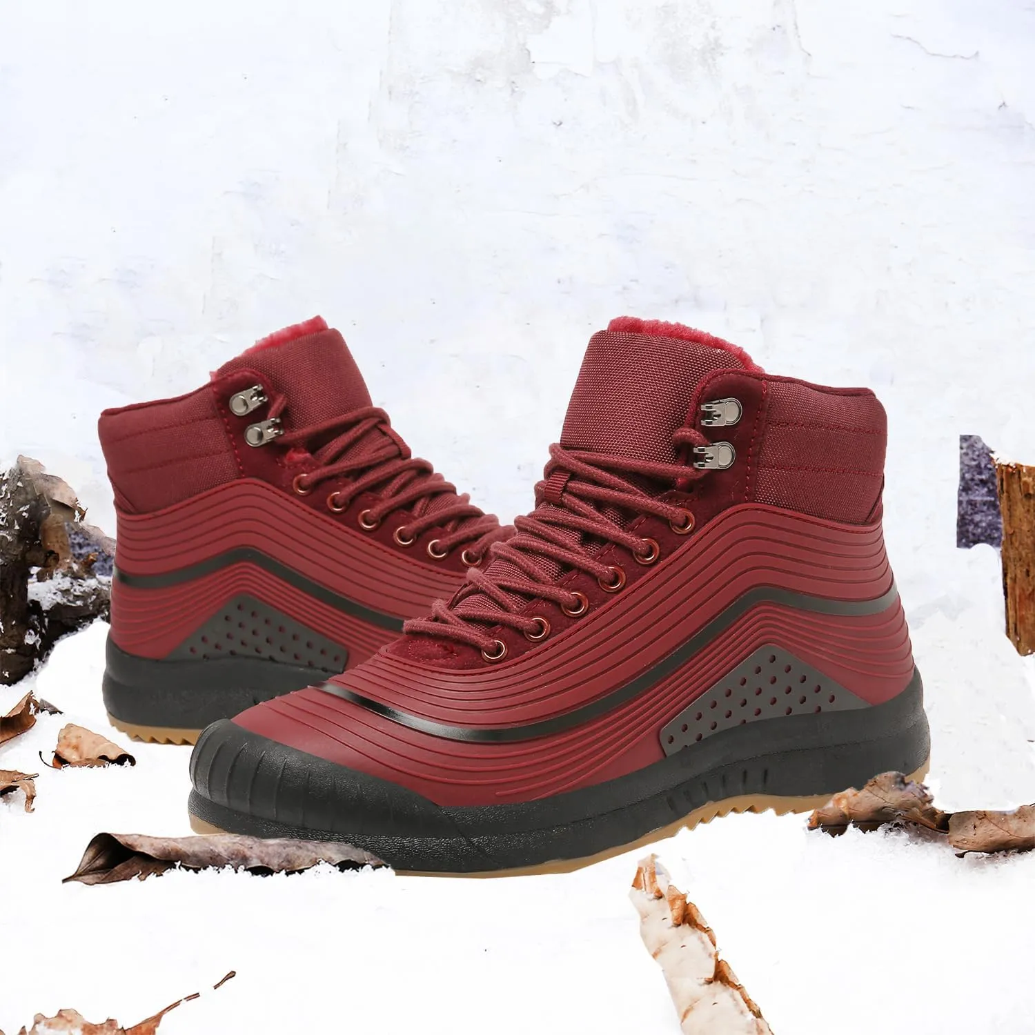 ulogu Snow Boots for Men WomenInsulated Waterproof Fur Lined BootiesNon Slip Lightweight Winter Shoes