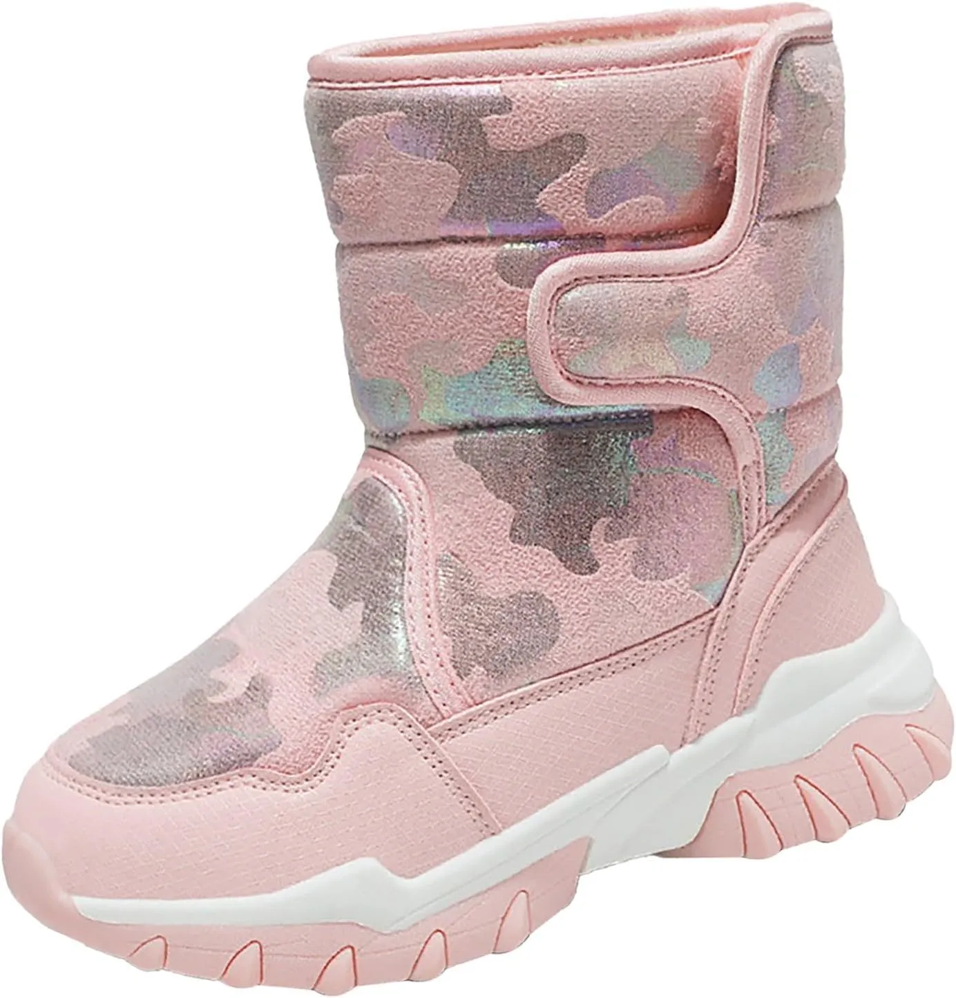 Unisex-Child aterproof Snow Boots Kids Slip esistant Mid Calf Fleece Lined Warm Cozy Thicken Winter Shoes