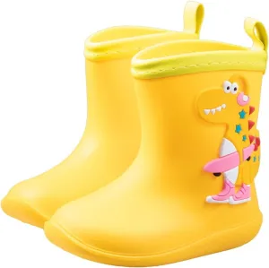 Unisex Kids Dinosaur Print Rain Boots WaterproofRubber Rain Shoes Toddler Boys Girls Baby Non Slip Ankle Water Shoes