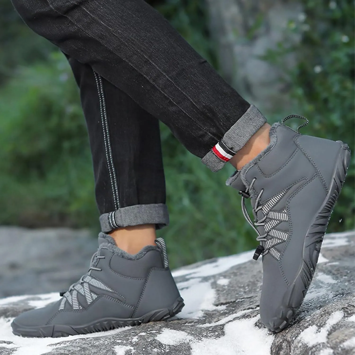 Unisex Snow Boots Waterproof,Couple Outdoor Lightweight Cold-Weather Warm Winter Work Boots,Casual Comfortable Fur Lined Winter Sneakers,Slip Resistant