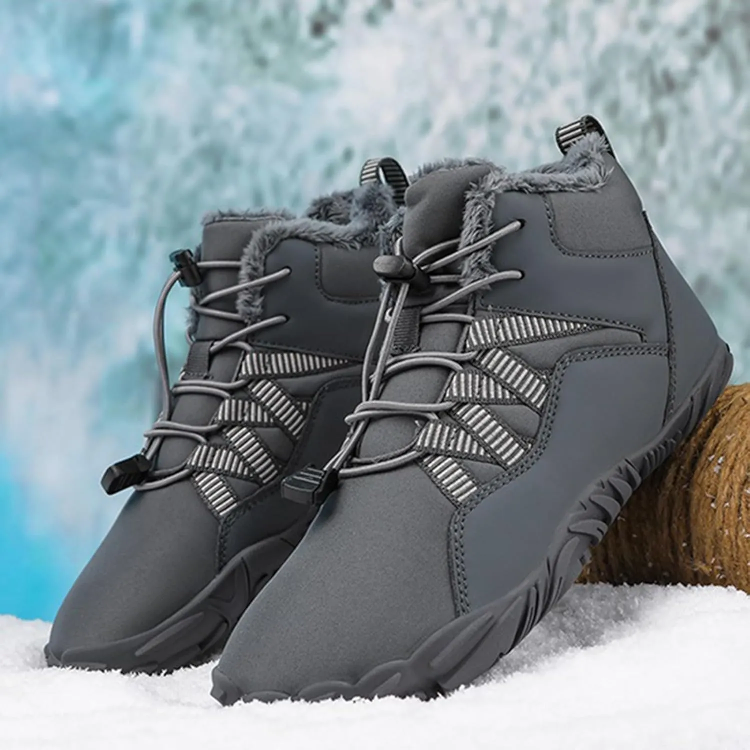 Unisex Snow Boots Waterproof,Couple Outdoor Lightweight Cold-Weather Warm Winter Work Boots,Casual Comfortable Fur Lined Winter Sneakers,Slip Resistant