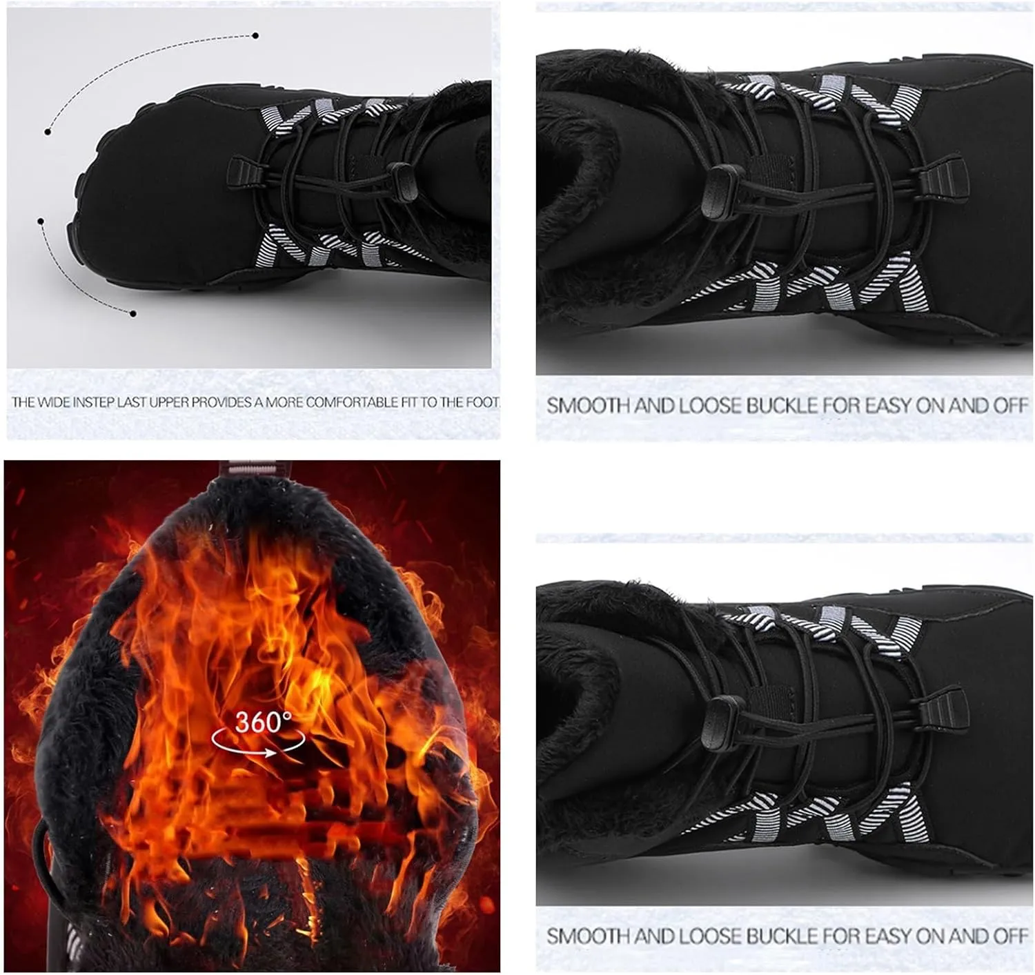 Unisex Snow Boots Waterproof,Couple Outdoor Lightweight Cold-Weather Warm Winter Work Boots,Casual Comfortable Fur Lined Winter Sneakers,Slip Resistant