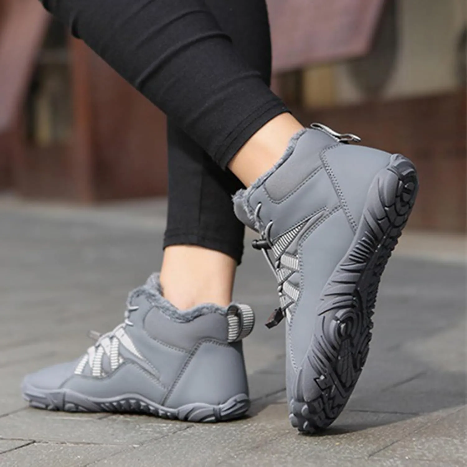 Unisex Snow Boots Waterproof,Couple Outdoor Lightweight Cold-Weather Warm Winter Work Boots,Casual Comfortable Fur Lined Winter Sneakers,Slip Resistant