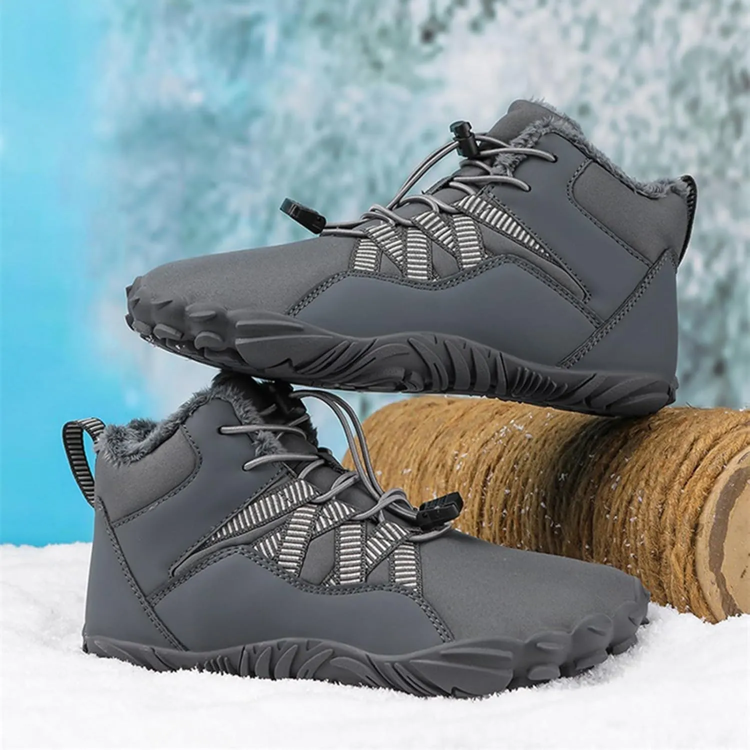 Unisex Snow Boots Waterproof,Couple Outdoor Lightweight Cold-Weather Warm Winter Work Boots,Casual Comfortable Fur Lined Winter Sneakers,Slip Resistant