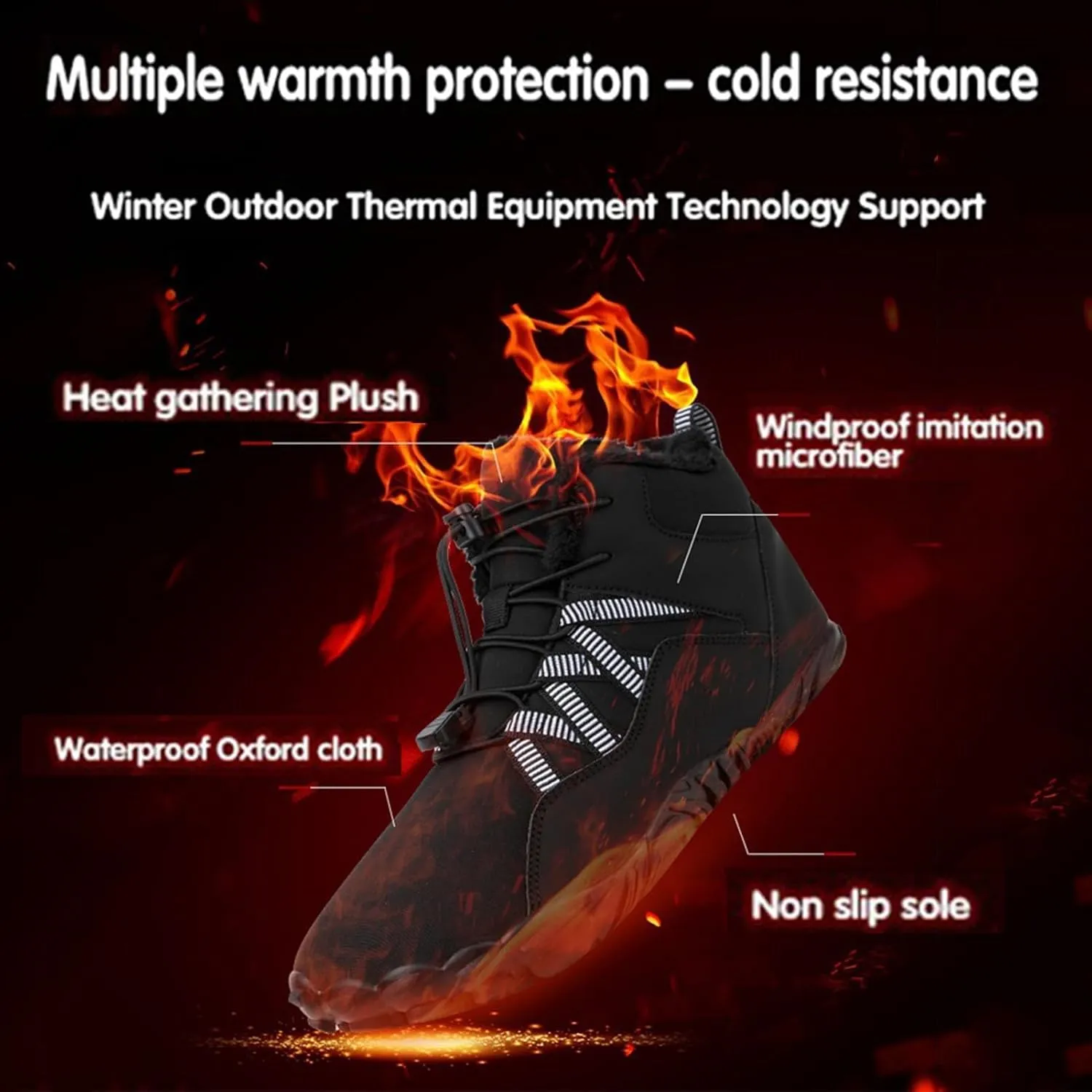 Unisex Snow Boots Waterproof,Couple Outdoor Lightweight Cold-Weather Warm Winter Work Boots,Casual Comfortable Fur Lined Winter Sneakers,Slip Resistant