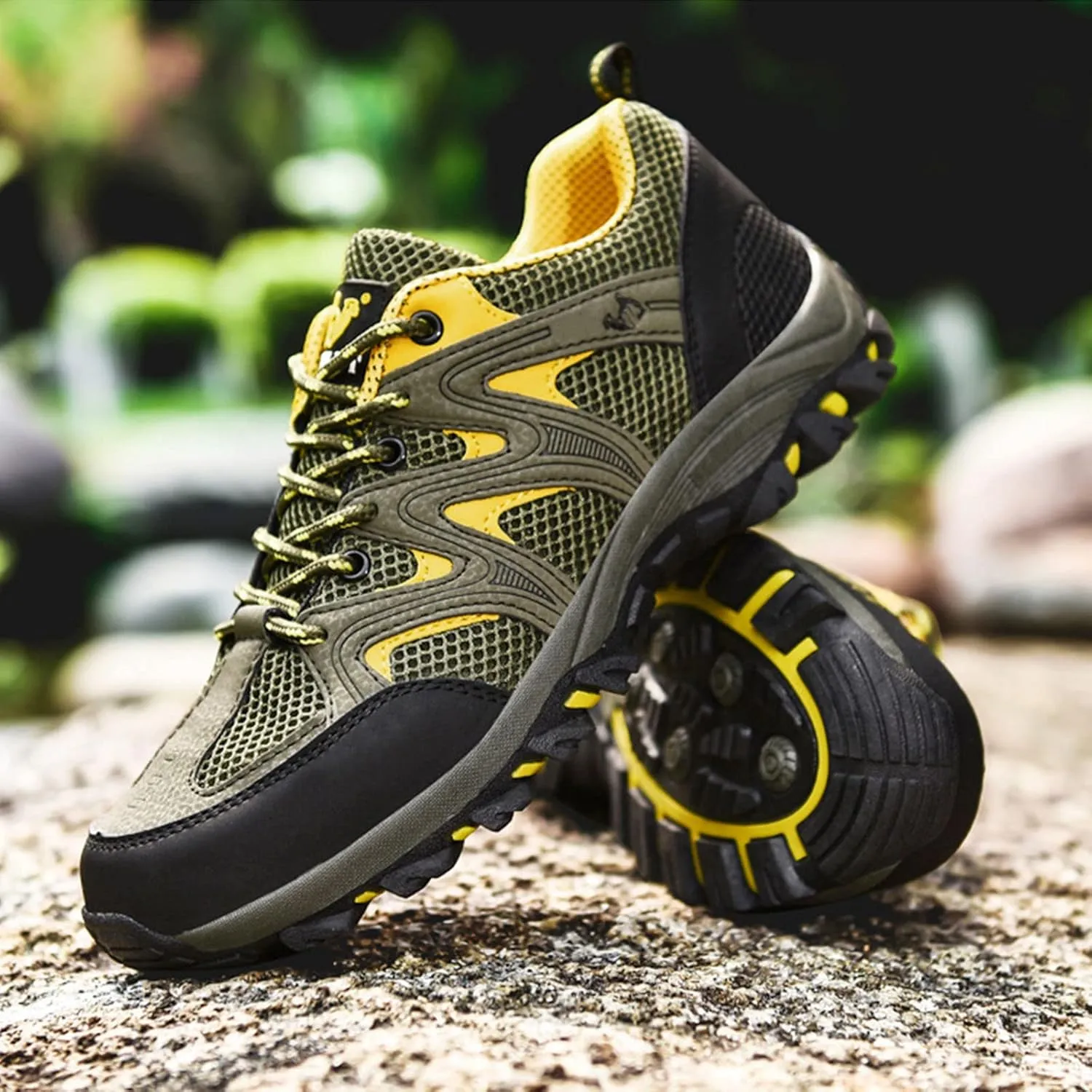 Walking Shoes Mens Womens Summer Trainers for Outdoor Hiking Climbing Trail Running Shoes Breathable Approach Shoes Breathable Low-Top Lace-Up Mesh Sneakers