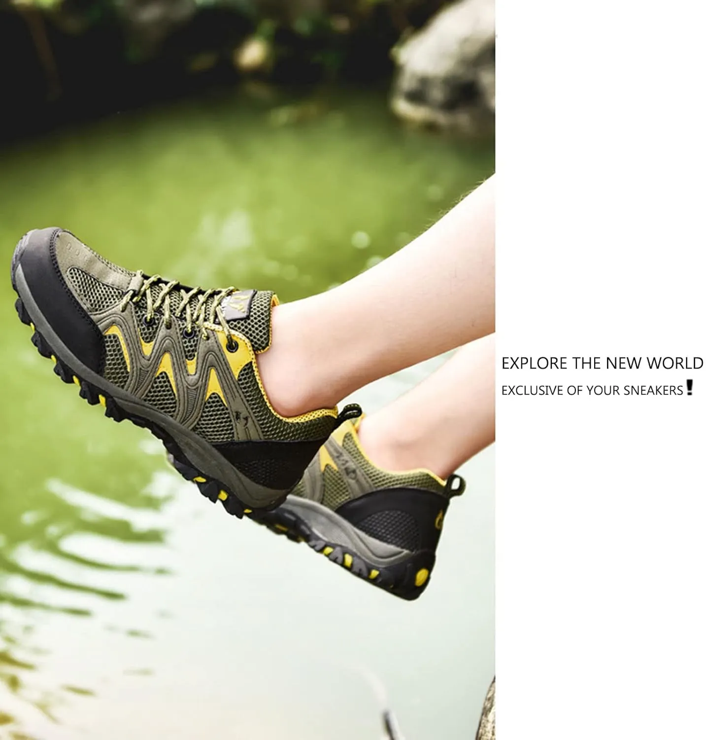 Walking Shoes Mens Womens Summer Trainers for Outdoor Hiking Climbing Trail Running Shoes Breathable Approach Shoes Breathable Low-Top Lace-Up Mesh Sneakers