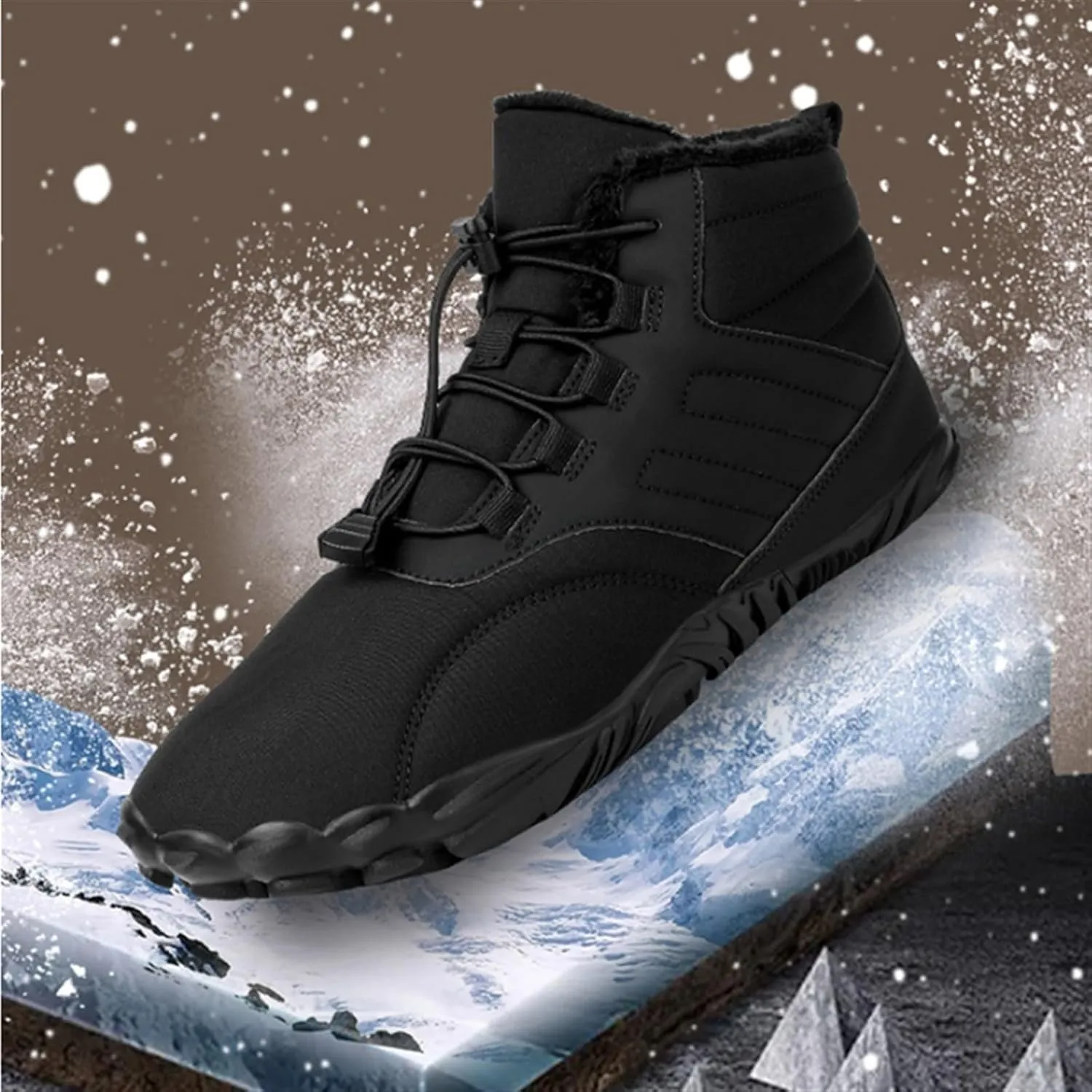 Walking Snow Boots Men, Men Winter Lightweight Wide Fit Fleece Lined Ankle Mid Calf Snow Boots, Outdoor Anti Slip Waterproof Winter Boots, for Lightweight Outdoor Athletic