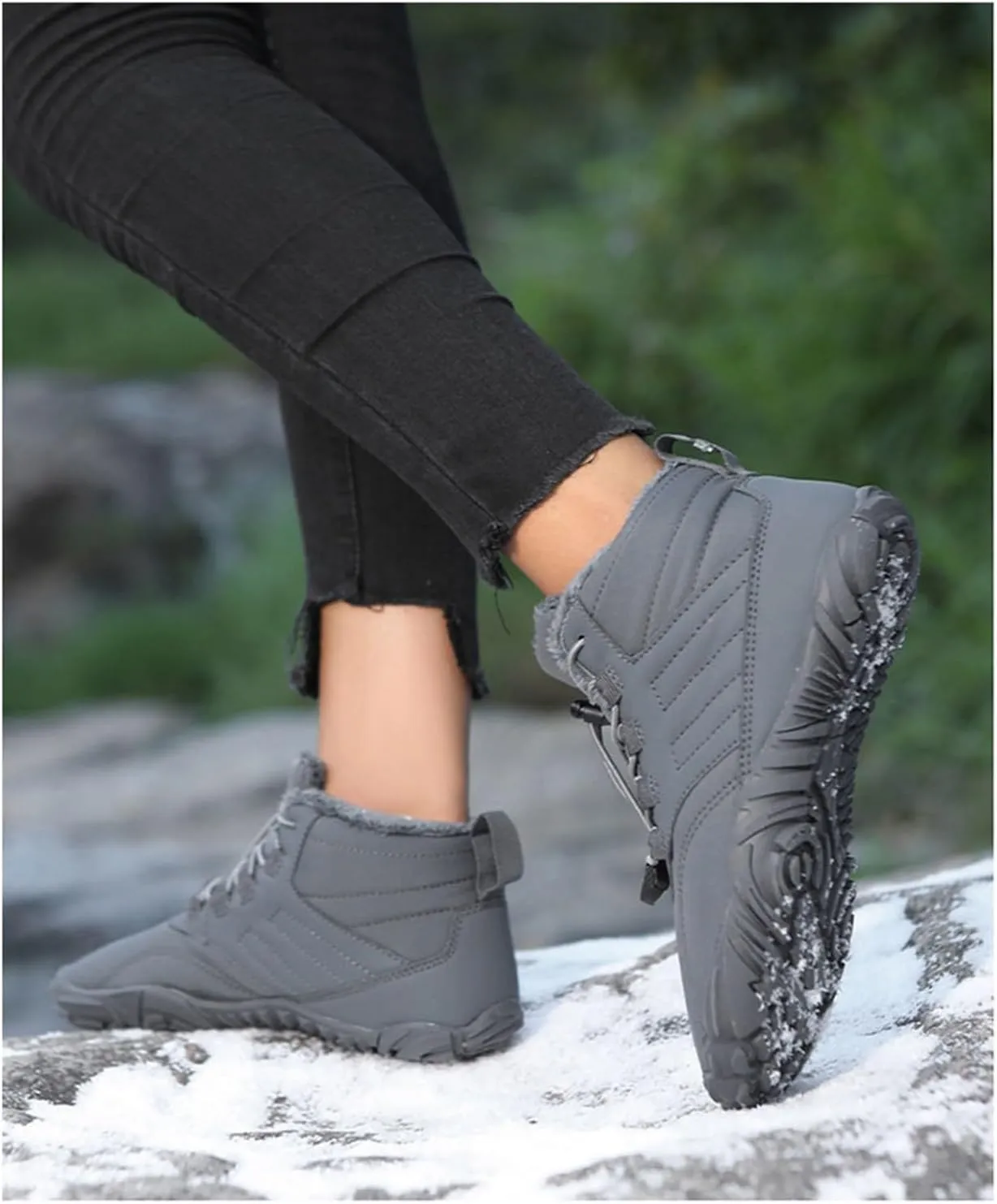 Walking Snow Boots Men, Men Winter Lightweight Wide Fit Fleece Lined Ankle Mid Calf Snow Boots, Outdoor Anti Slip Waterproof Winter Boots, for Lightweight Outdoor Athletic