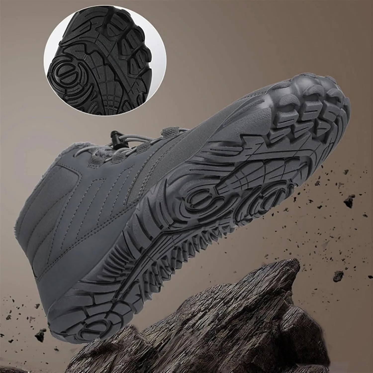 Walking Snow Boots Men, Men Winter Lightweight Wide Fit Fleece Lined Ankle Mid Calf Snow Boots, Outdoor Anti Slip Waterproof Winter Boots, for Lightweight Outdoor Athletic