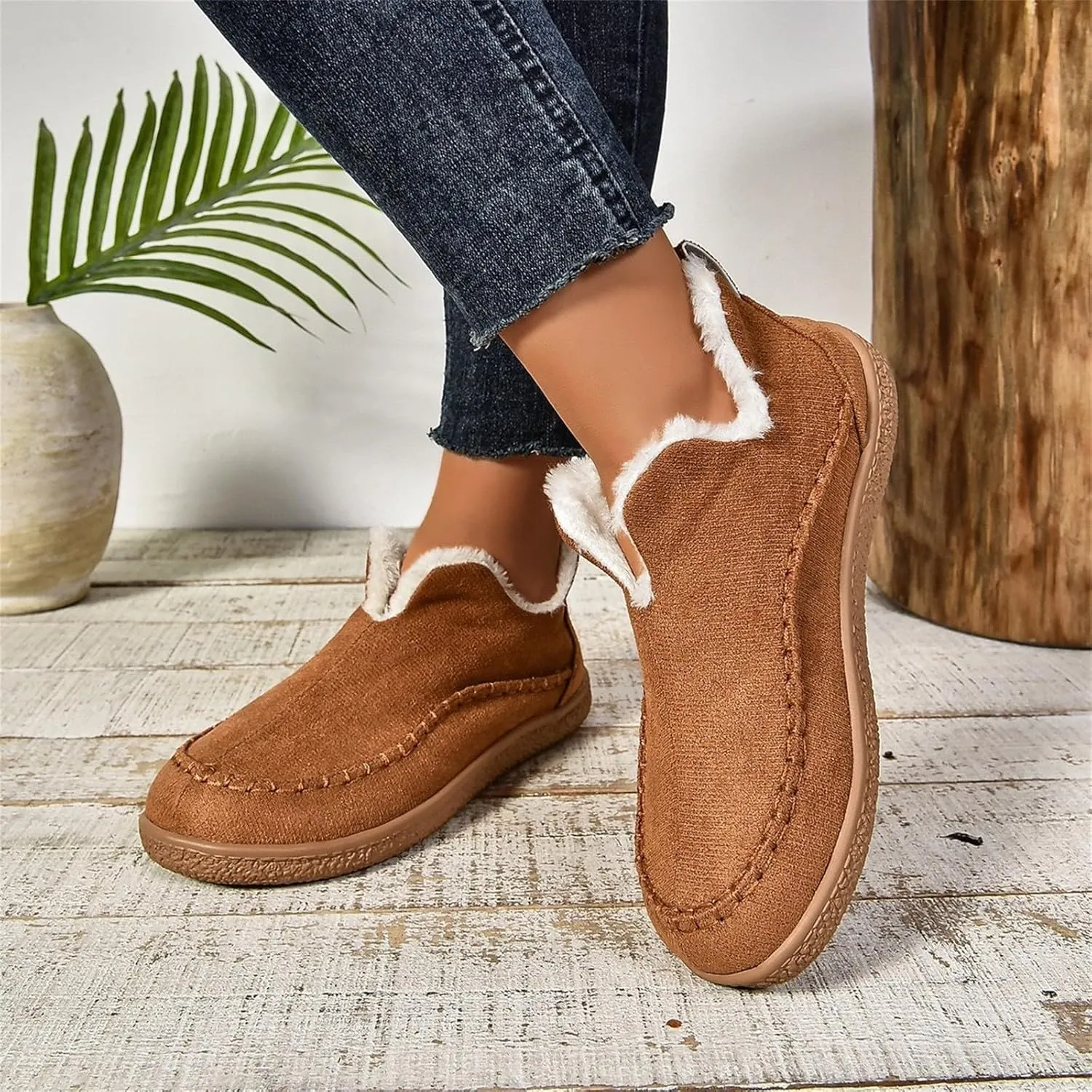 Warm Snow Boots for Women Plush Lined Comfortable Womens Boots Casual Slip On Winter Waterproof Booties Outdoor
