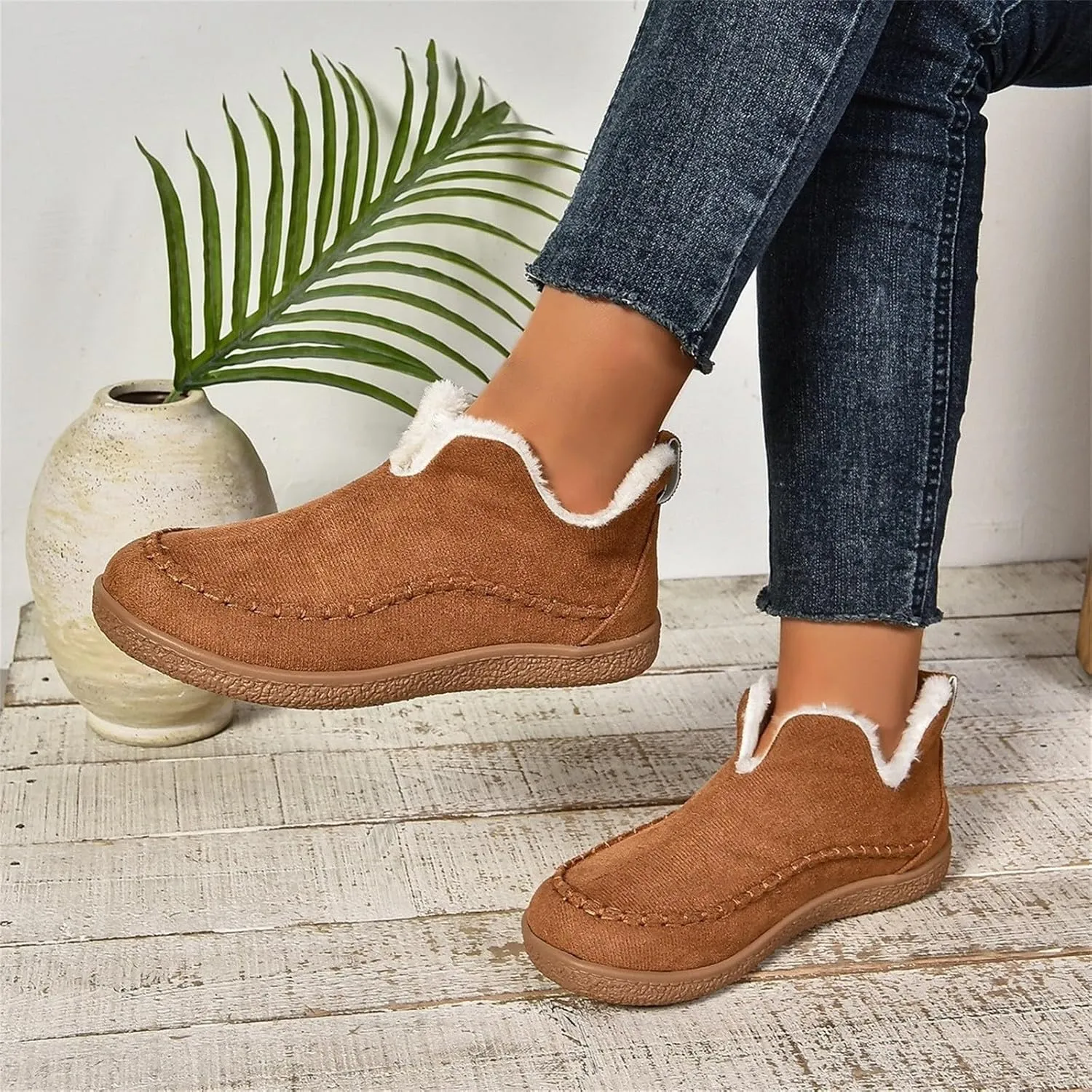 Warm Snow Boots for Women Plush Lined Comfortable Womens Boots Casual Slip On Winter Waterproof Booties Outdoor