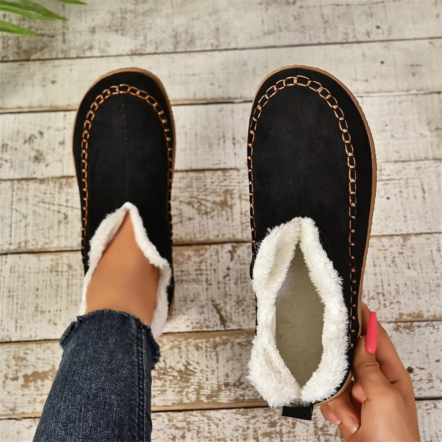 Warm Snow Boots for Women Plush Lined Comfortable Womens Boots Casual Slip On Winter Waterproof Booties Outdoor