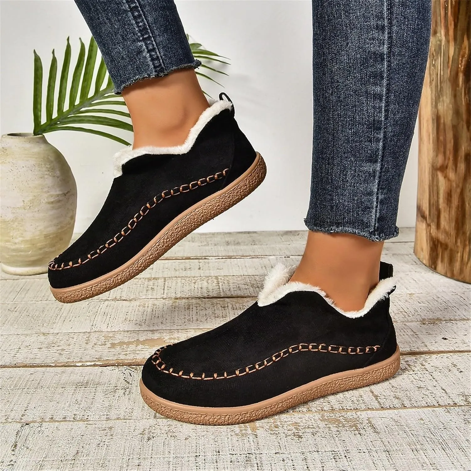 Warm Snow Boots for Women Plush Lined Comfortable Womens Boots Casual Slip On Winter Waterproof Booties Outdoor
