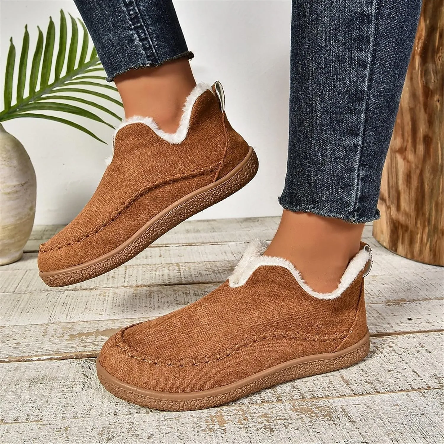 Warm Snow Boots for Women Plush Lined Comfortable Womens Boots Casual Slip On Winter Waterproof Booties Outdoor
