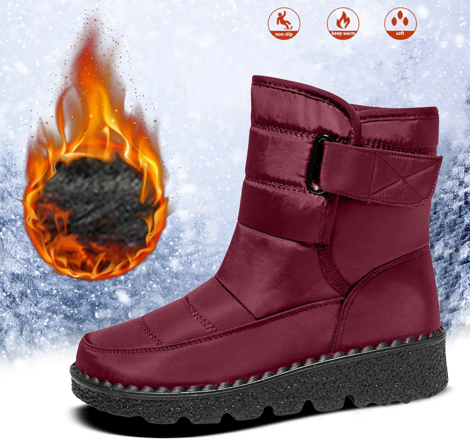 Water Proof Insulated Snow Boots for Women Thickened Warm Fleece Winter Boots Outdoor Non Slip Walking Boots