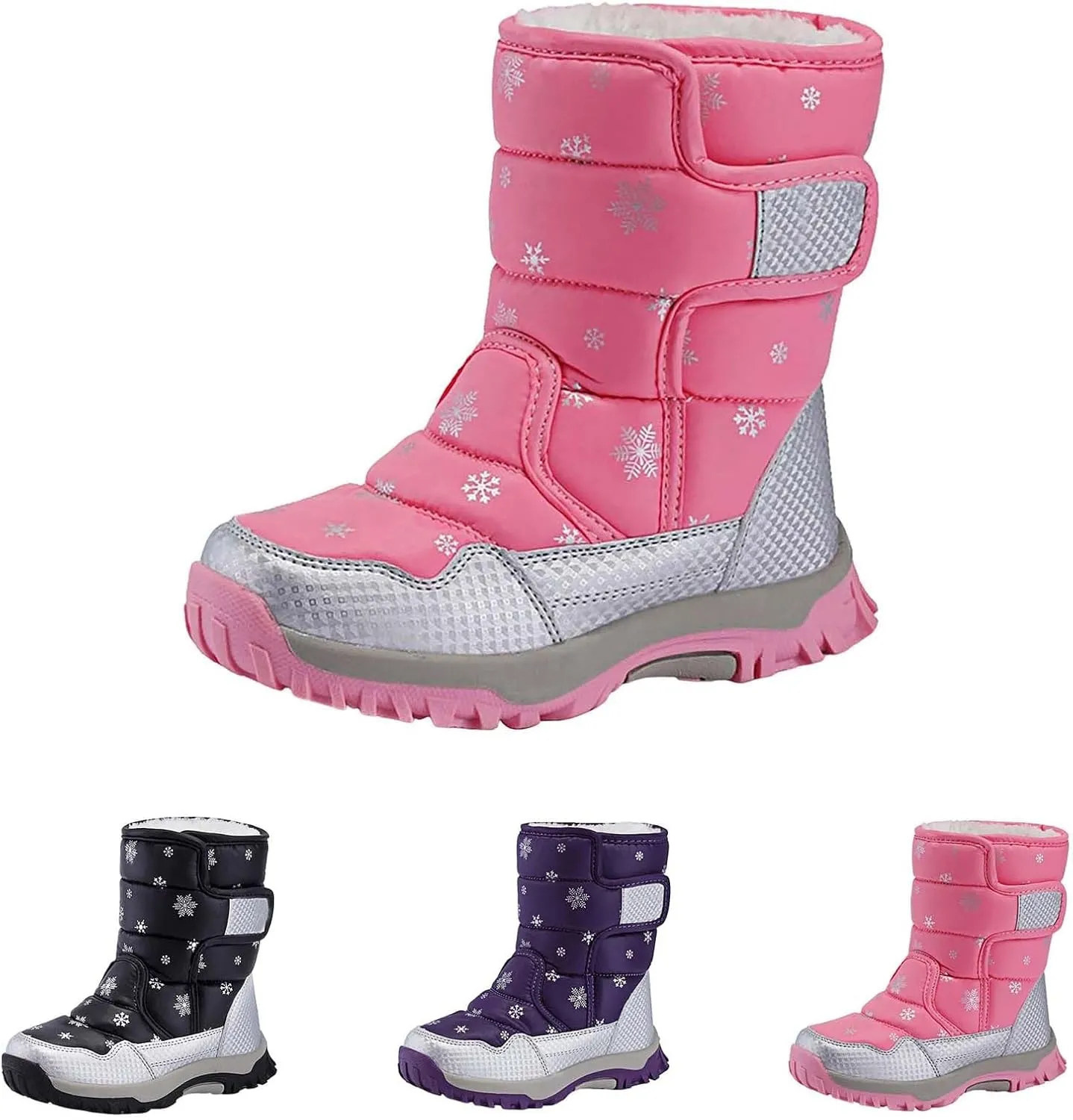Water-Proof Kids Snow Boots Girls Boys Toddlers Insulated Warm Fleece Lined Winter Outdoor Comfortable Padded Boot