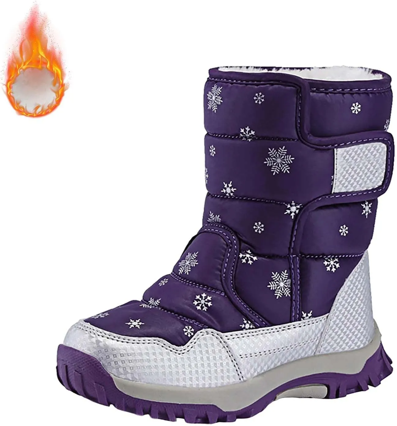 Water-Proof Kids Snow Boots Girls Boys Toddlers Insulated Warm Fleece Lined Winter Outdoor Comfortable Padded Boot