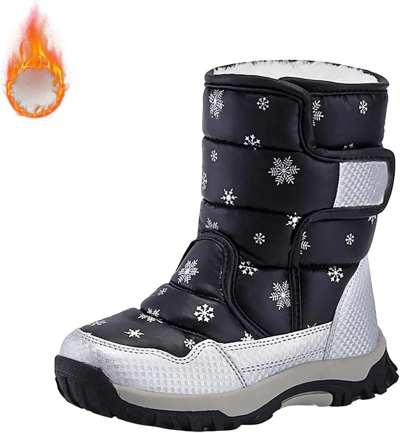 Water-Proof Kids Snow Boots Girls Boys Toddlers Insulated Warm Fleece Lined Winter Outdoor Comfortable Padded Boot