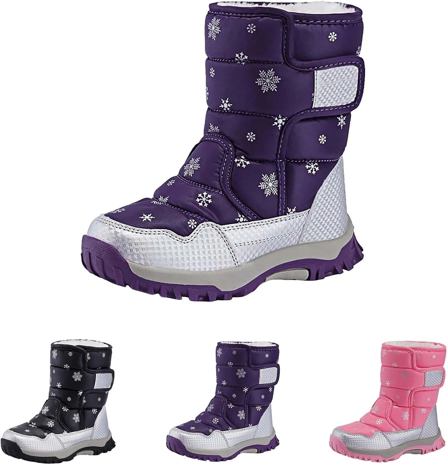 Water-Proof Kids Snow Boots Girls Boys Toddlers Insulated Warm Fleece Lined Winter Outdoor Comfortable Padded Boot