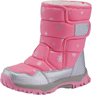 Water-Proof Kids Snow Boots Girls Boys Toddlers Insulated Warm Fleece Lined Winter Outdoor Comfortable Padded Boot