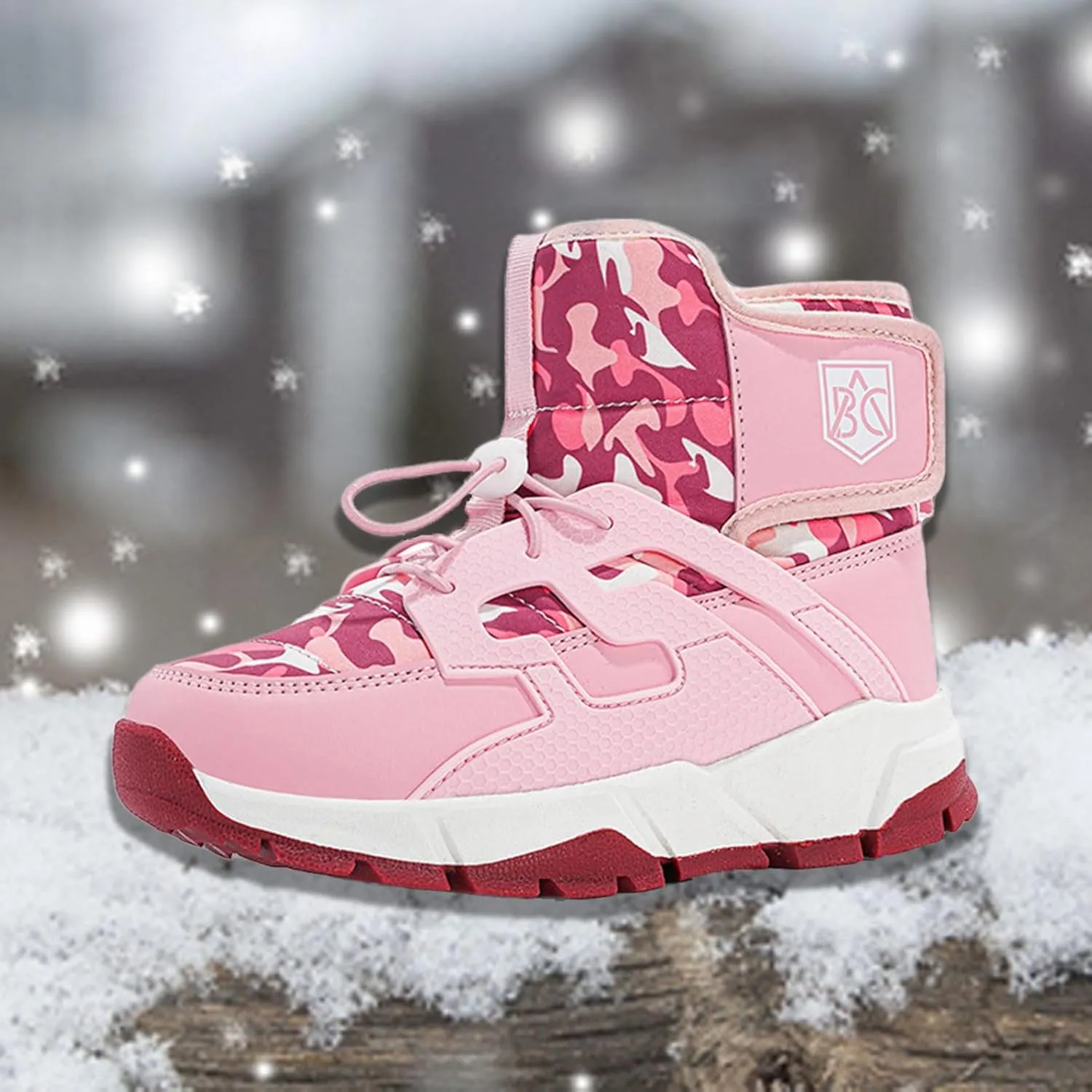 Waterproof Kids Snow Boots Toddlers Insulated Warm Fleece Lined Winter Boots Girls Lace U Boots Size 5 Big Girls