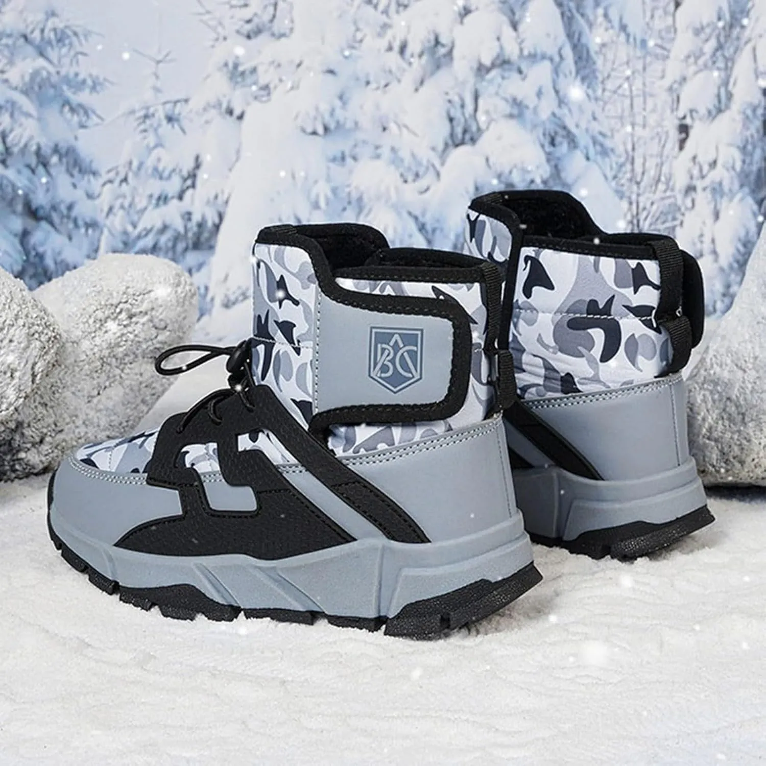 Waterproof Kids Snow Boots Toddlers Insulated Warm Fleece Lined Winter Boots Girls Lace U Boots Size 5 Big Girls