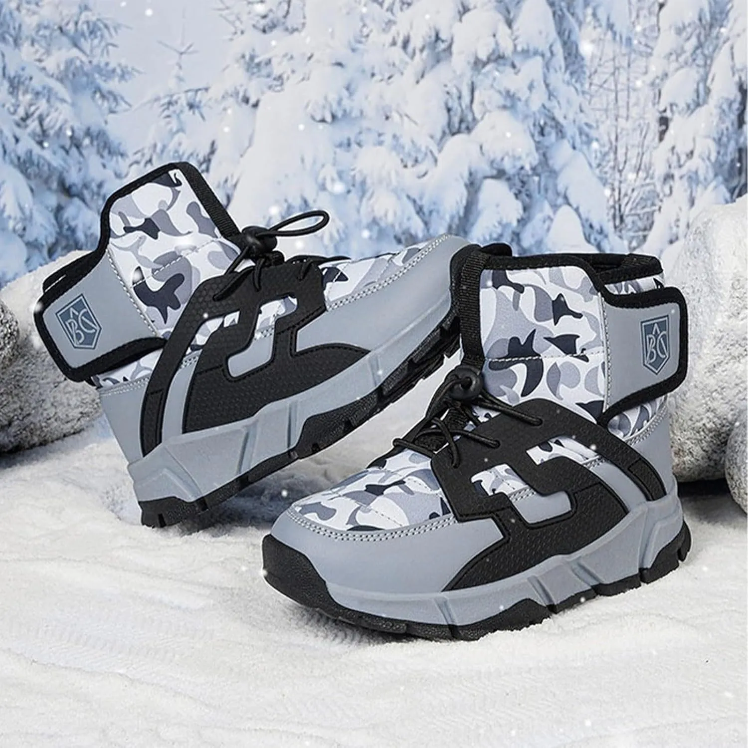 Waterproof Kids Snow Boots Toddlers Insulated Warm Fleece Lined Winter Boots Girls Lace U Boots Size 5 Big Girls