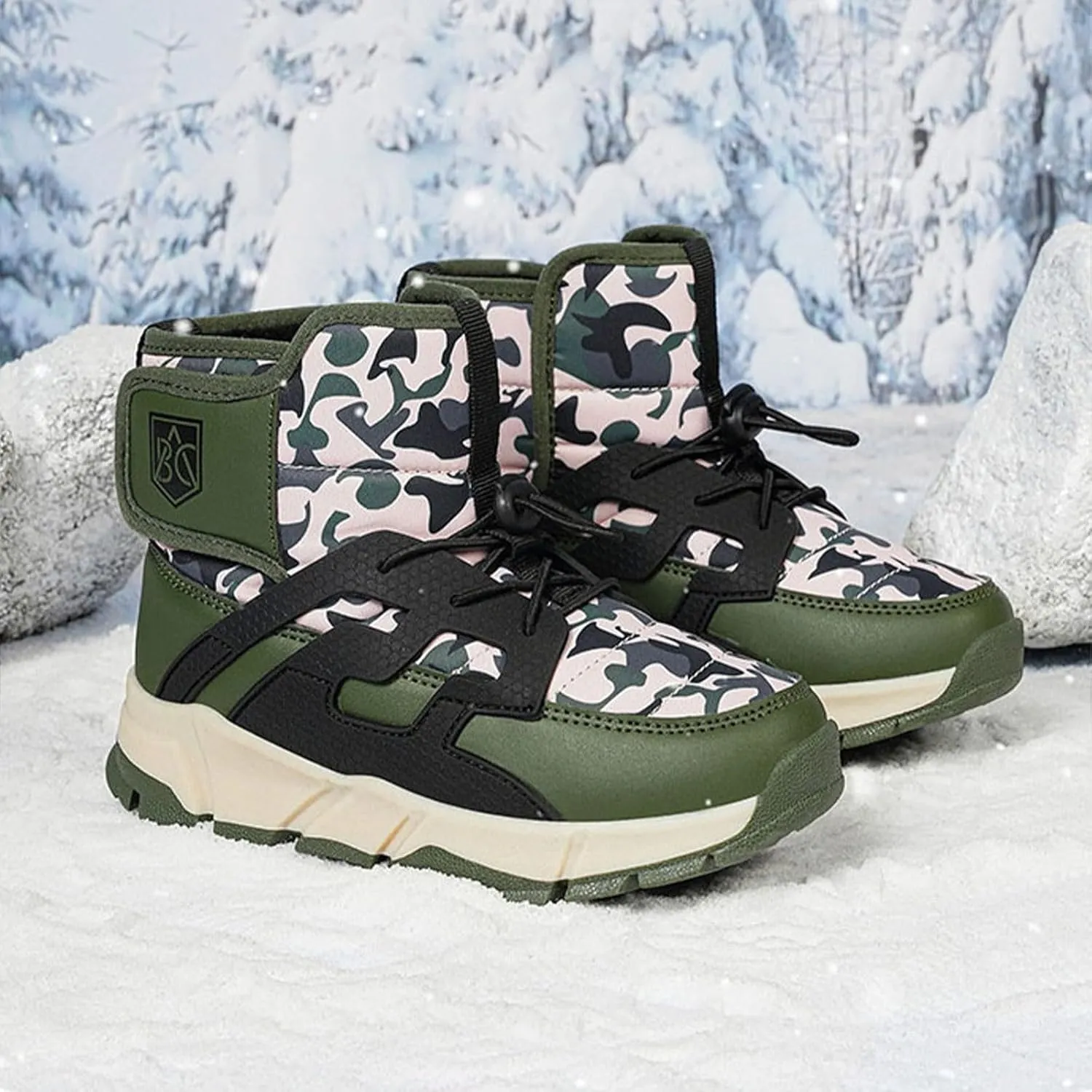 Waterproof Kids Snow Boots Toddlers Insulated Warm Fleece Lined Winter Boots Girls Lace U Boots Size 5 Big Girls