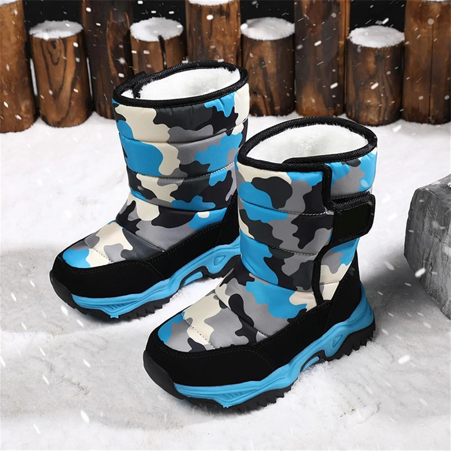 Waterproof Kids Snow Camouflage Boots Girls Toddlers Insulated Warm Fleece Lined Winter Snow Boots Boys Little Kid
