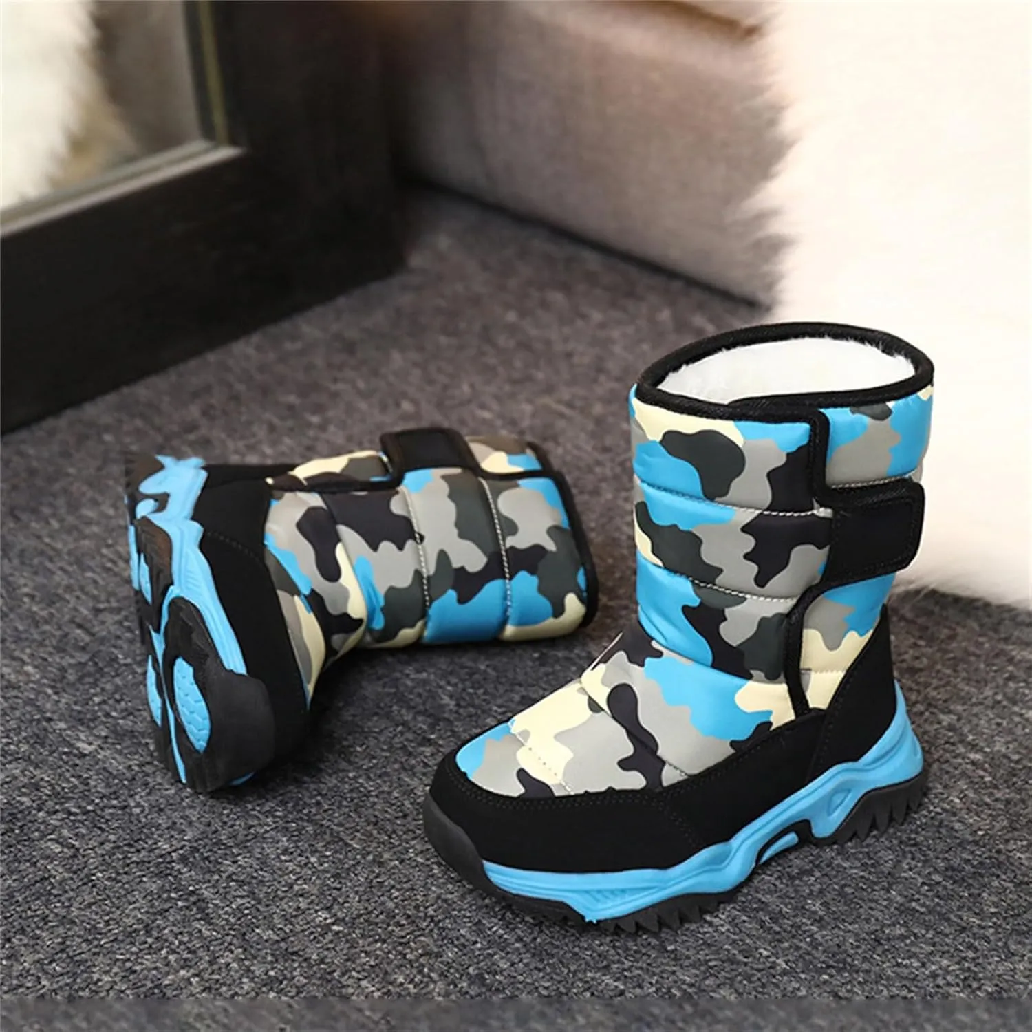 Waterproof Kids Snow Camouflage Boots Girls Toddlers Insulated Warm Fleece Lined Winter Snow Boots Boys Little Kid