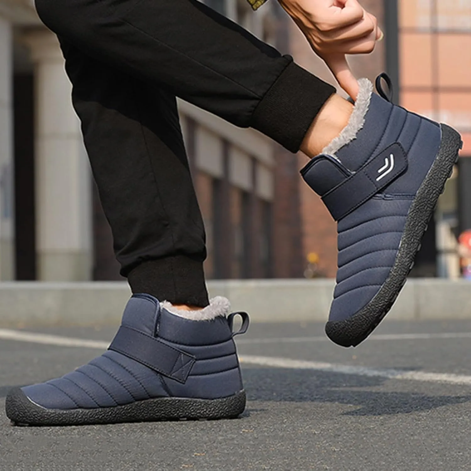 Waterproof Winter Boots Men,Casual Lightweight Cold-Weather Warm Snow Boots for Men,Comfortable Slip Resistant Fur Lined Winter Sneakers for Men