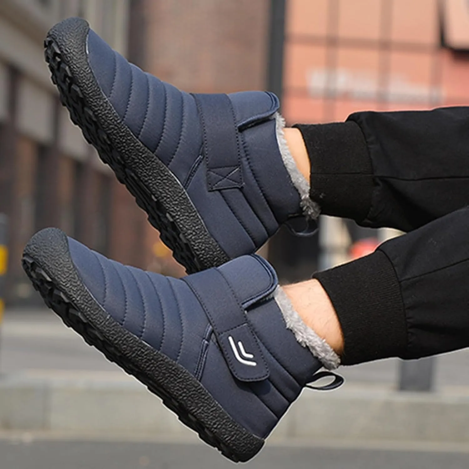 Waterproof Winter Boots Men,Casual Lightweight Cold-Weather Warm Snow Boots for Men,Comfortable Slip Resistant Fur Lined Winter Sneakers for Men