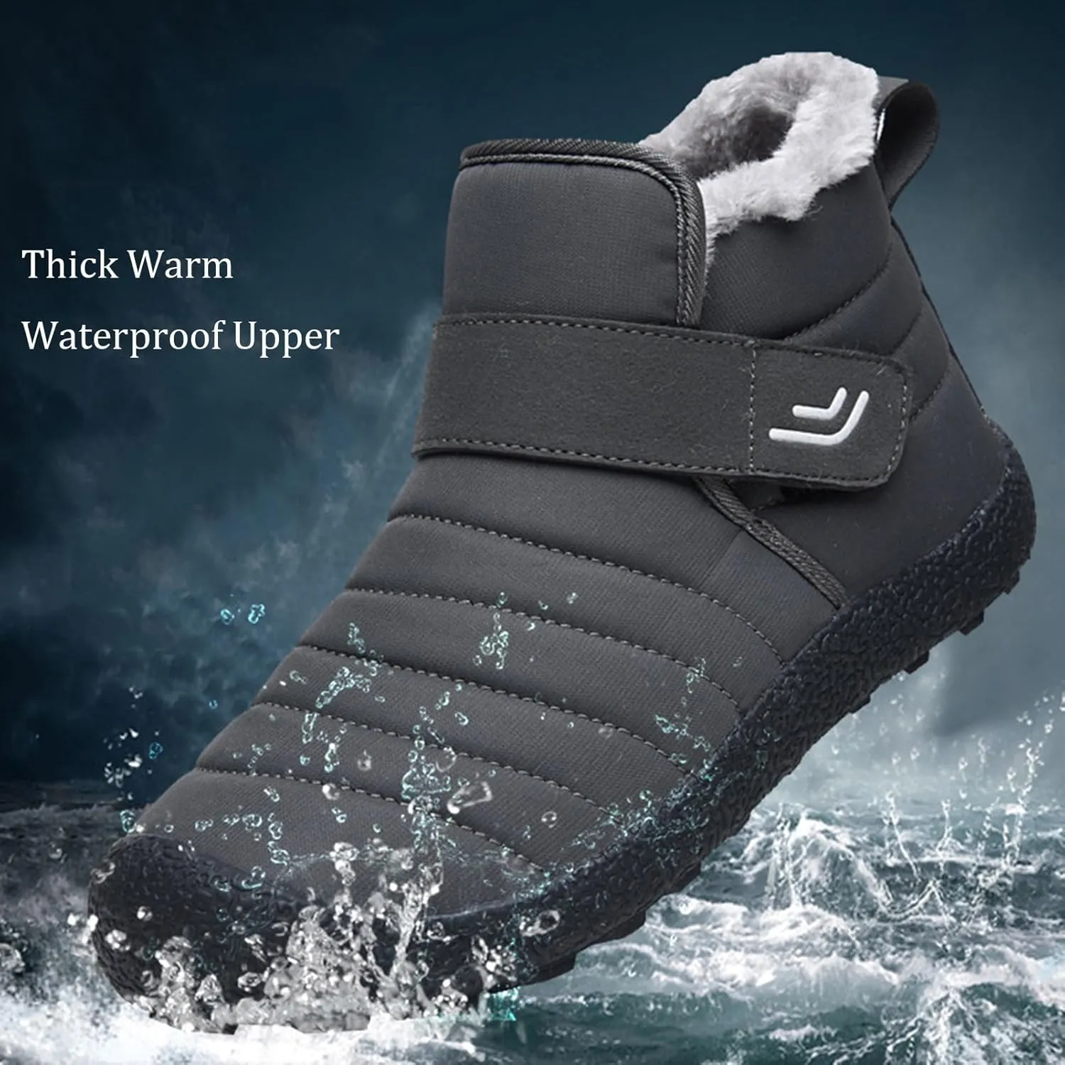 Waterproof Winter Boots Men,Casual Lightweight Cold-Weather Warm Snow Boots for Men,Comfortable Slip Resistant Fur Lined Winter Sneakers for Men