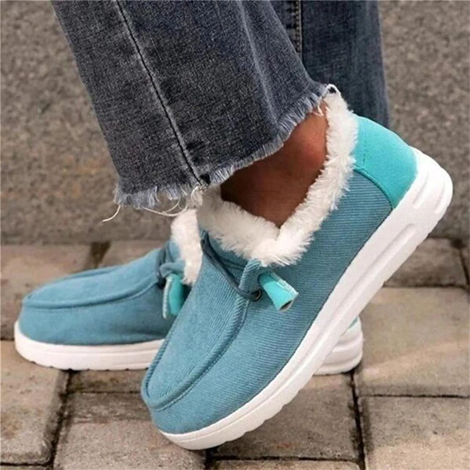 Winter Fashion Boots For Women 2024 Casual Slip-on Warm Loafers Shoes Faux Fur-Lined Comfortable Snow Ankle Booties