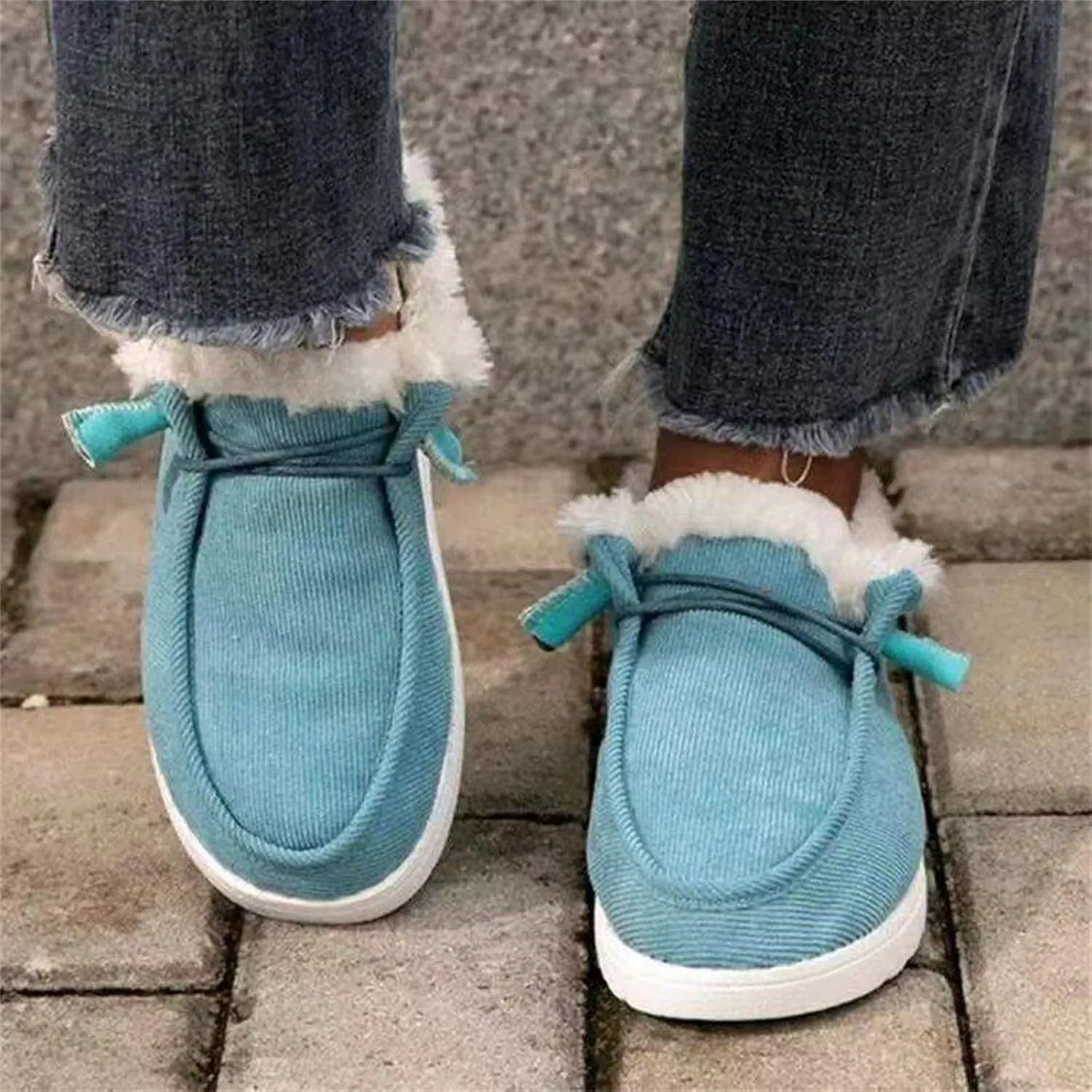 Winter Fashion Boots For Women 2024 Casual Slip-on Warm Loafers Shoes Faux Fur-Lined Comfortable Snow Ankle Booties