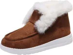 Winter Fashion Boots For Women 2024 Snow Boots Warm Fur Lined Anti-Slip Ankle Booties Outdoor Slip On Loafers Shoes
